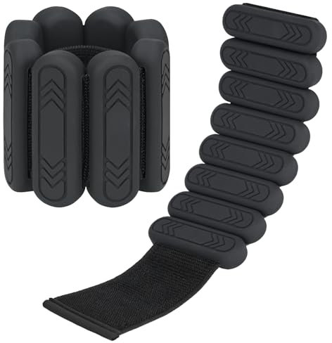 Smlper Lot de 2 poids de poignet réglables - Portables - Pour homme et femme - Pour pilates, danse, yoga, marche, jogging (noir, 0.5KG)