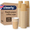 Clearly 100 x 16oz Kraft Brown Ripple Disposable Paper Cups for Hot and Cold Drinks, Espresso Coffee Tea Drinking Cups, Ideal for Cappuccino Takeaway, Party, Picnic, Camping