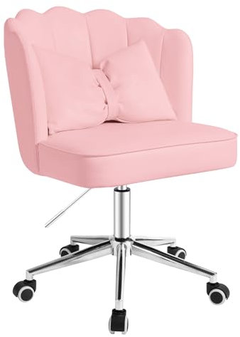 Schminktisch Stuhl - Bequemer Schreibtischstuhl, Drehstuhl mit Rollen, Bürostuhl mit blütenförmigen Rückenlehnen, Höhenverstellbarer Schminkstuhl, Schreibtisch Stuhl für Schlafzimmer, Studieren