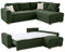Dauerschlaf-Ecksofa B257/T206/H85 cm mit Boxspringpolsterung, Federkern, Wellenfedern, Kaltschaum-Topper, Bettkasten, Schlaffunktion, Ottomane beidseitig montierbar, Cord in Grün / 15213