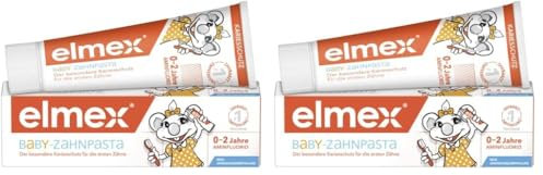 elmex Zahnpasta Baby 0-2 Jahre, 50ml – besonderer Kariesschutz für die ersten Zähne bei Babys – schützt den Zahnschmelz und ist sanft zum Zahnfleisch (Packung mit 2)