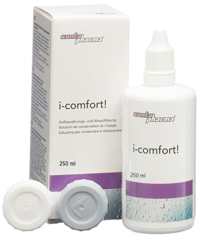 i-comfort! – Lösung für RGP- und Ortho-K-Kontaktlinsen | Reinigung, Aufbewahrung & Spülung von formstabilen Gasdurchlässigen Linsen | Täglicher Komfort & Effektive Desinfektion (250ml)