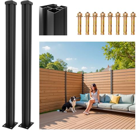 Tafbrik 6FT Heavy Duty Aluminium Fence Post, No Dig Metal Post for Outdoor Privacy Fence Panels, Compatible with Wood Slats and Composite Boards for Patio, Backyard & Garden (2 Pack)