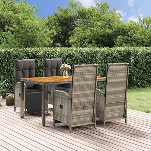 Festnight Rattan Gartenmöbel Set 4 Personen Verstellbar Gartenmöbel Set 4 Stühle mit Tisch Sitzgruppe Outdoor mit Hochlehner Terrassenmöbel Außen Gartentisch mit Stühlen Set Garten Essgruppe