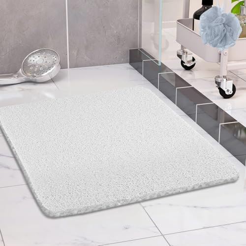 COSYLAND Duschmatte rutschfest 80x80, Badewannenmatte rutschfest mit Ablauf, Weiche PVC-Luffa Rutschmatte Dusche, Schnell Anti Rutsch Badematte, Weiß