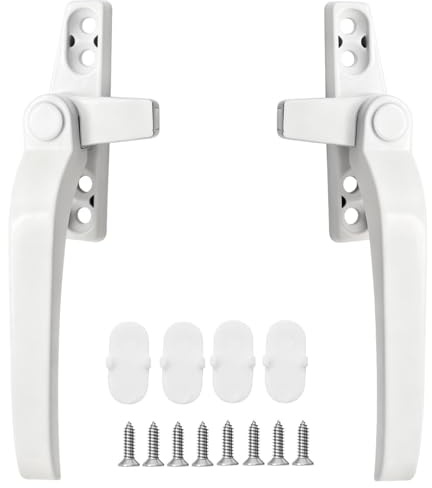 Cockspur Lot de 2 poignées de fenêtre de rechange droite/gauche universelles blanches pour fenêtres UPVC, portes coulissantes, fenêtres à double vitrage, design ambidextre pour réparation et