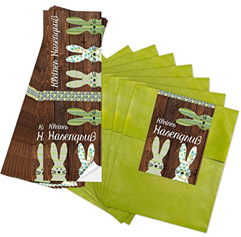 Logbuch-Verlag 50 Geschenktüten Frohe Ostern grün Osterhase Papiertüte 13 x 18 cm Verpackung Ostern Geschenk