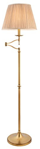 Stanford Antique Brass Swing Arm Floor Lamp With Beige Shade - Interiors 1900 63621