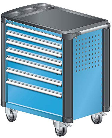 LISTA Art.Nr. 81.071.010 Werkstattwagen mit Kunststoffabdeckung und Kantenschutz 36x27E (BxTxH) 894x525x928mm 7 Schubladen Lichtblau RAL 5012
