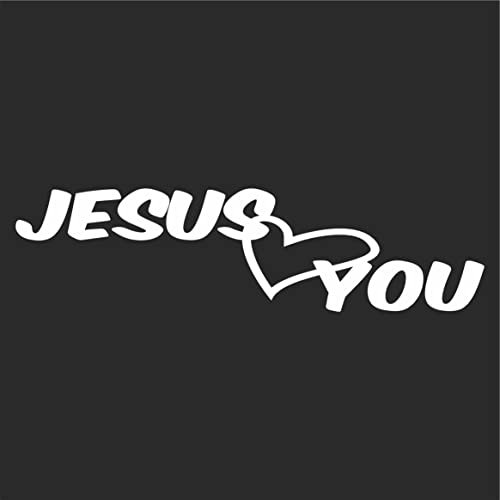 JINTORA - Autoaufkleber Tuning - Auto Aufkleber - Jesus Love You Christentum - 210x55 mm - Auto Sticker Bus Fenster Heckscheibe Camper wetterfest Outdoor Sticker Auto Deko LKW Tuning - weiß