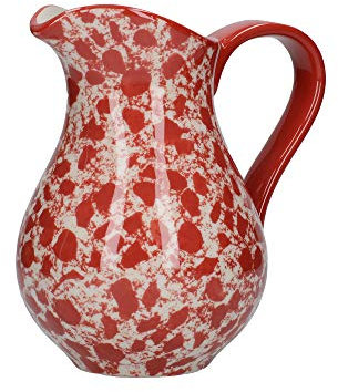 London Pottery Splash Milk Jug/Water Jug Pitcher, Stoneware, Red/White, 430 ml