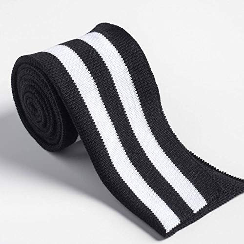 Strickbündchen, gefaltete Collegebündchen in Schwarz mit weißen Streifen, 135 cm, Schwarz