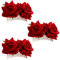 Clyhon 3er Pack Rose Blume Haarspange Damen Rose Blume Haarschmuck Hochzeit Haarspange Flamenco Tänzerin Haarschmuck Rot