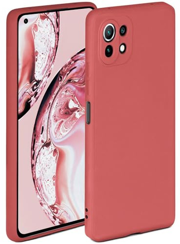 ONEFLOW Soft Case für Xiaomi Mi 11 Lite/11 Lite 5G Hülle aus Silikon mit Kameraschutz, Silikonhülle mit erhöhtem Schutz fürs Display, Backcover Schutzhülle, weiche Handyhülle, Rot