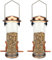 Urban Deco Vogelfutterspender mit 2 Futteröffnungen, Vogelfutterhaus mit 21,5 cm Massivem Transparentrohr, Metall Futterhaus für Vögel (Kupfer-2PK)