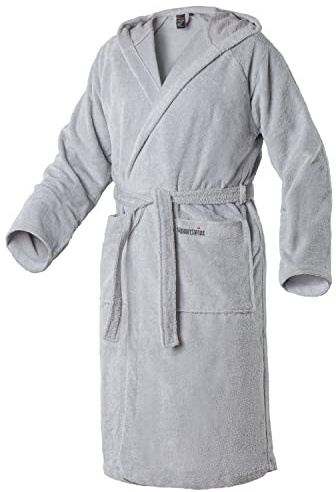 Mount Swiss Unisex AARAU Bademantel mit Kapuze I Herren Damen aus flauschiger Baumwolle I Kimono mit Farb- & Größenauswahl S - 5XL I Bath-Robe Öko-Tex Standard 100