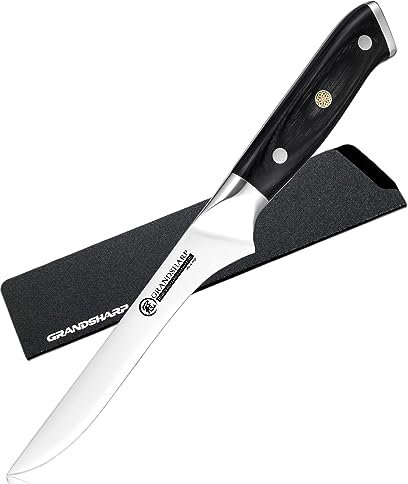 Grandsharp Couteau à Filet 15cm (6 Pouces) - Professionnel à Poisson et Désosser - Acier Inoxydable Allemand 1.4116 - Poignée Ergonomique en Bois