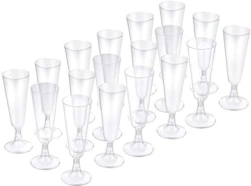 eMKay® Clear Plastic Champagne Flutes/Glasses 140ml - 24 Count (Pack of 1)