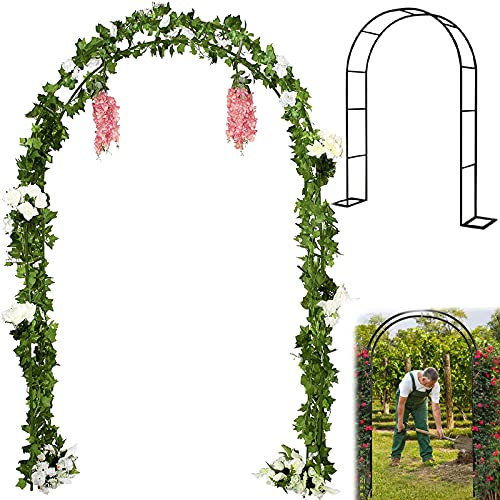 UIBAO Arco Jardín Pérgola Metal,Arco de Jardín para Plantas Trepadoras,Arco de Boda Ideal para Patio Trasero Césped Patio Decoraciones de Boda,Black-140×25×230cm/55.1×9.8×90.5in