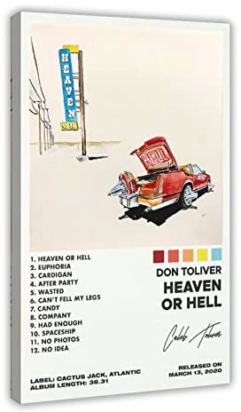 ARZARF Don Toliver Poster Himmel oder Hölle Album Cover Poster Leinwand Poster Wandkunst Dekor Druck Bild Gemälde für Wohnzimmer Schlafzimmer Dekoration Rahmen Stil 50 x 75 cm