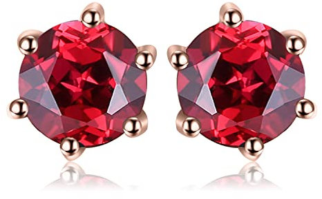 JewelryPalace Rundschliff 1.3ct Echt Granat Ohrstecker Silber 925 Damen, Naturstein Schmuck Set Rot, Ohrringe Silber Edelstein Mädchen, Ohrstecker Silber Klein mit Stein Frauen Geschenk Rosegold