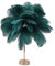 Fockety Feder-Tischlampe, Touch-Schalter, Dimmbare Moderne Straußenfeder-Lampe mit 3 Farbtemperatur und USB-Anschluss, Elegante Romantische Dekorative Nachttischlampe für Schlafzimmer (Dunkelgrün)