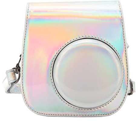 Vikye Colorful PU Case for Fujifilm Instax Mini 11/9/8 Instant Camera Bag,Instax Mini 11 9 8 Case with Adjustable and Detachable Shoulder Straps,Instax Camera Case for Mini 11 9 8 (Silver)