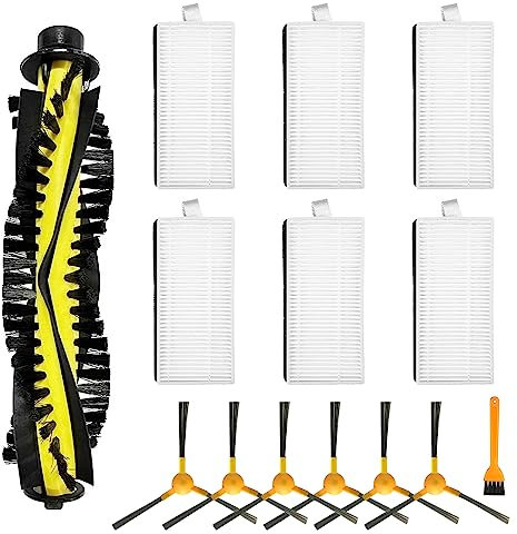 Fixbetter Kit d'accessoires pour Tesvor X500, X500 Pro, M1, M2, pour Neatsvor X500 pièces de Rechange pour aspirateur Robot, 1 Brosse à Rouleau, 6 filtres, 6 brosses latérales, 1 Brosse de Nettoyage
