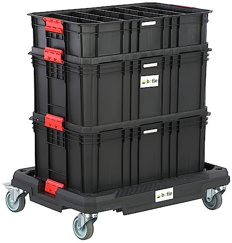 Satz Plattform auf Rädern mit 3 Werkzeugkasten Box Arbeitsorganisations Set Werkstatt Modular Basic Serie
