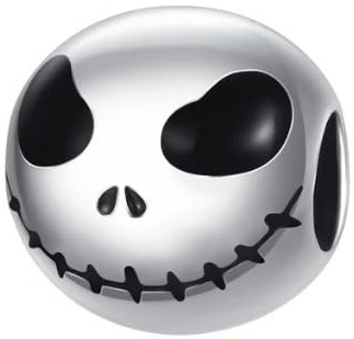 The Charmery Breloque en forme de tête de Jack Skellington de Monsieur Jack en argent sterling 925 compatible avec les breloques Pandora et beaucoup d'autres bracelets à breloques britanniques.