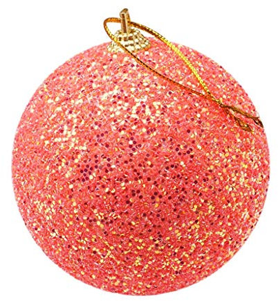 Weihnachtskugeln Christbaumkugeln Kunststoff Dekoration Glitter Ornament Weihnachtskugeln Strass Weihnachtsbaum 8CM Dekoration Aufhänger Weihnachtskugeln Weihnachtsbaum Kugeln (Orange, One Size)