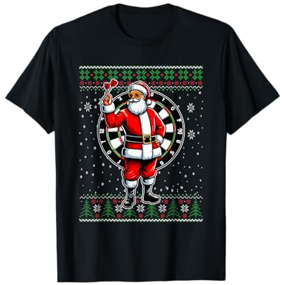 Weihnachtspullover mit Weihnachtsmann, spielt Darts T-Shirt