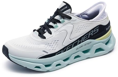 Skechers Glide-Step Altus, Zapatillas Mujer, White Synthetic/Mesh/Multi Trim, 37 EU