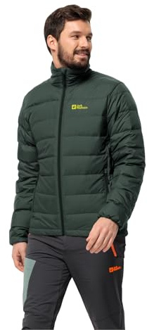 Jack Wolfskin Herren Ather Down Jkt M Daunenjacke, Black Olive/Firefly, L EU