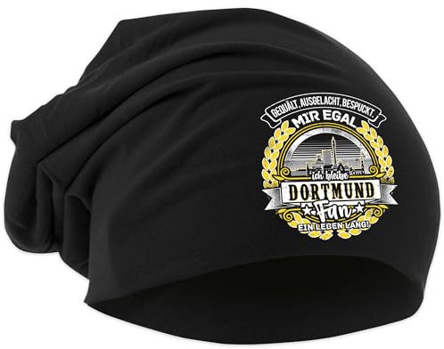 UGLYSHIRT EIN Leben lang Dortmund Mütze | Strickmütze Dortmund Sport Mütze Hut Logo Hat Stadt Dehnbar | Beanie