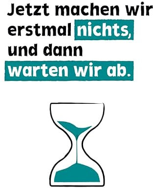 Gutsch Verlag Motivationskarte mit Spruch 'Jetzt machen wir erstmal nichts, und dann warten wir ab' - Witzige Postkarte für Freunde & Kollegen, Humorvolle Postkarte mit Sanduhr-Motiv