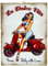 KUSTOM ART Quadro Stile Vintage Serie Pin-up Souvenir Italia Moto Scooter La Dolce Vita Stampa su Legno 25x18 cm.