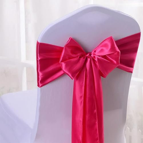 25 pajaritas de satén de oro rosa para silla de boda - fucsia