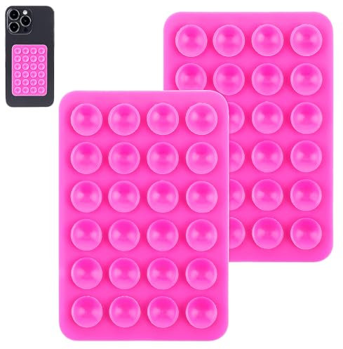 Gjinxi 2 Stück Silikon Handyhalterung Silikon-Saugnäpfe Doppelseitiger Handy Saugnapfhalter Saugnapf Mehrzweck Handyhalterung Anti-Rutsch-Handyhalter für Selfies und Videos (Rose)