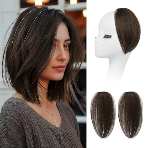 REECHO Clip in Hair Volumizer, 2PCS 8 inch Short Thick Clip in Hairpieces Adding Extra Volume Hair Extensions for Women with Thin Fine - Chocolate Brown