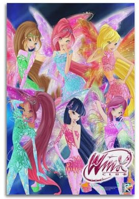 RIOEPURRT Anime Winx Club-Poster, dekoratives Gemälde, Leinwand, Wandposter und Kunstdruck, moderne Familienschlafzimmer-Dekoration, Poster, 30 x 45 cm