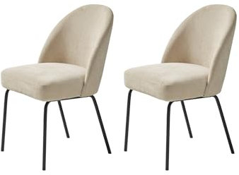 FJORDFORM Esszimmerstuhl, 2'er stühlen, Sand Chenille, Schwarze metalbeine Chair, one Size