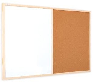 ALLboards Kombi-Tafel Kork-Magnettafel 90×60 cm, Holzrahmen + ZUBEHÖR, Whiteboard Korktafel Kombitafel
