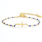 HMOOY Bracelet de croix pour femmes, bracelet religieux réglable en acier inoxydable Bracelet de communion pour Bijoux de couple Cadeaux de confirmation Bracelets de mode (Or bleu foncé)