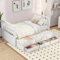 Azkoeesy Bett 90 x 200 cm mit Ausziehbett und 3 Schubladen, Funktionsbett, Kinderbett, Tagesbett, Gästebett, Jugendbett, mit Lattenrost und Stauraum, Weiß