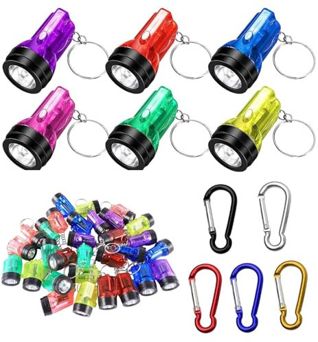 YdseozOA 30 mini torcia tascabile portachiavi torcia a LED per campeggio, attività all'aperto, escursioni, regalo per feste con 5 moschettoni