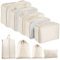 MOFELON Koffer Organizer Set, 9 Stück Packing Cubes, Kofferorganizer Packtaschen Set, Travel Packwürfel mit Kleidertaschen Schuhbeutel, Reise Gadgets-Beige
