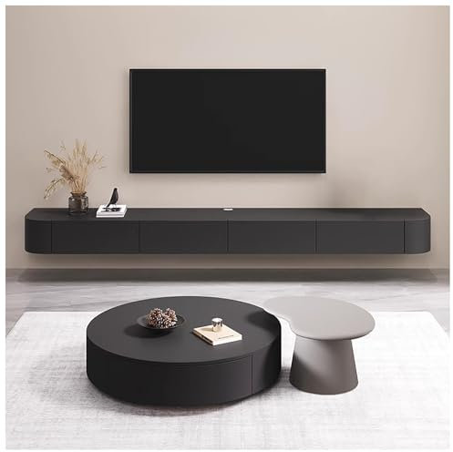 KSYGINXD TV Schrank Hängend 180CM Schwarz, TV Lowboard mit 2 Schubladen & 1 Klappen Türen, Moderner Fernsehtisch mit Kabelmanagement, TV Tisch für Wohnzimmer und Esszimmer