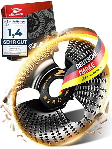 Adlerfokus Holz Schleifscheibe 115mm Winkelschleifer [EXTRA SCHARF] Flexscheibe für Wurzelfräse - Lackfräse - Baumstumpffräse - Raspelscheibe
