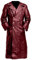 ZDJSWJ Coupe-vent long pour homme Manteau homme en faux cuir à double boutonnage Slim pu long manteau (Rouge,TG)